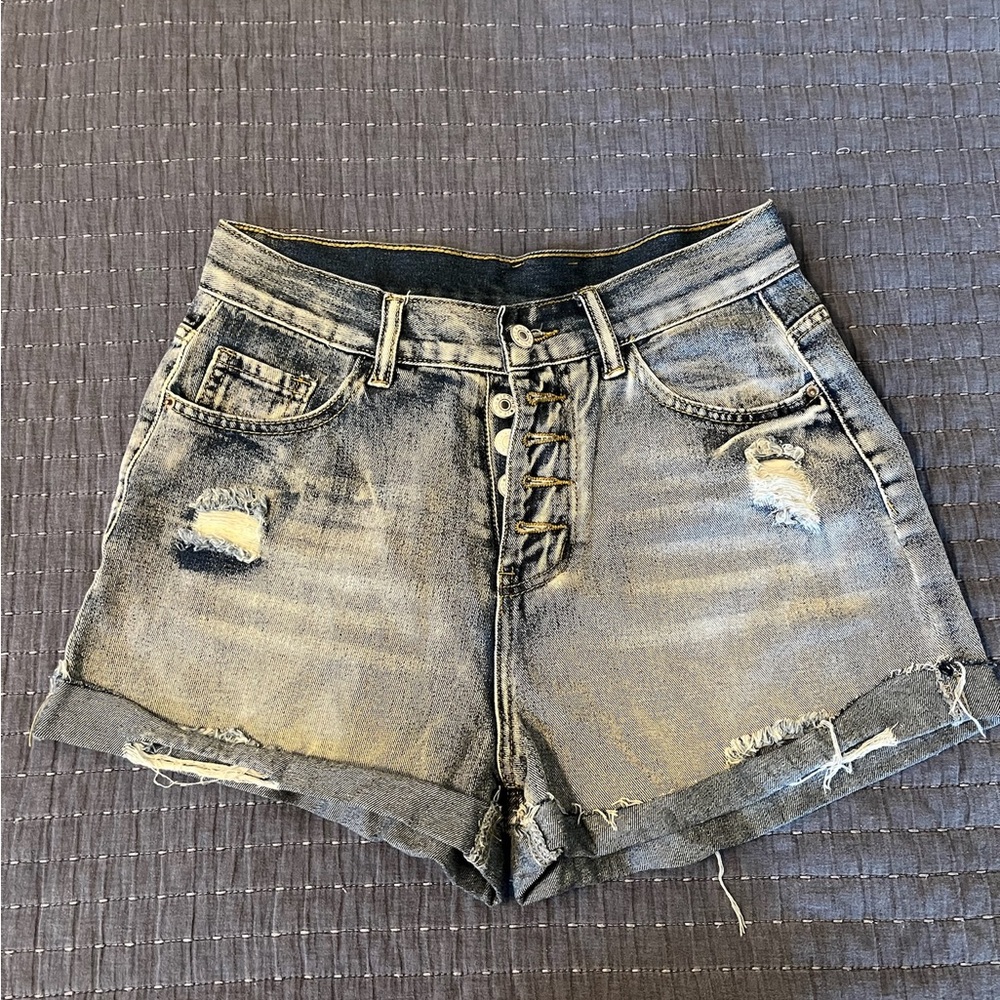 Distressed Denim Shorts